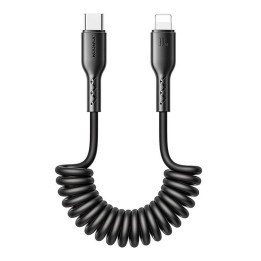 Ātrās uzlādes kabelis automašīnai Joyroom Type-C līdz Lightning Easy-Travel Series 30W 1,5m, tinums (melns)