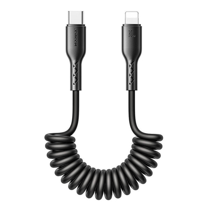 Ātrās uzlādes kabelis automašīnai Joyroom Type-C līdz Lightning Easy-Travel Series 30W 1,5m, tinums (melns)