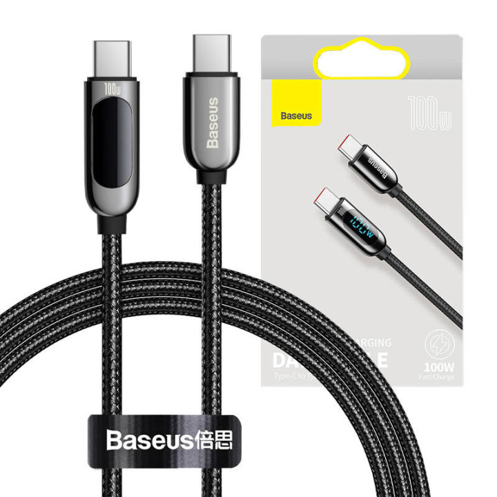 Baseus displeja kabelis no USB-C līdz Type-C 100 W 1 m (melns)