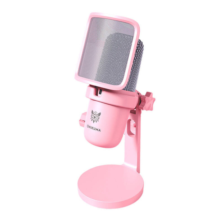 ONIKUMA M630 USB spēļu mikrofons rozā krāsā