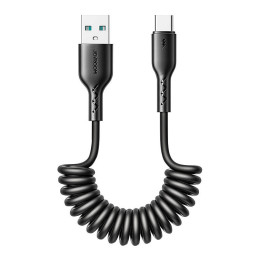 Pikalatauskaapeli autoon Joyroom USB-A - Type-C Easy-Travel Series 3A 1,5 m, kierretty (musta)