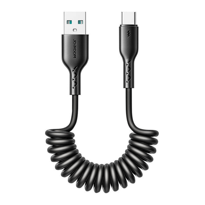 Кабель быстрой зарядки для автомобиля Joyroom USB-A to Type-C Easy-Travel Series 3A 1,5 м, витой (черный)
