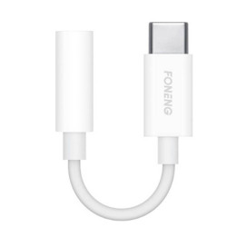 Helikaabel 3,5 mm pistikupesa USB-tüüpi C-ga Foneng BM21 (valge)