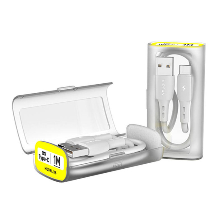 USB-USB-C-kaapeli VFAN X06, 3A, 1m (valkoinen)