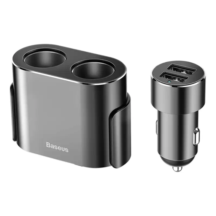 Baseus Lighter ligzdas sadalītājs 2xUSB 3,1A 100W (melns)