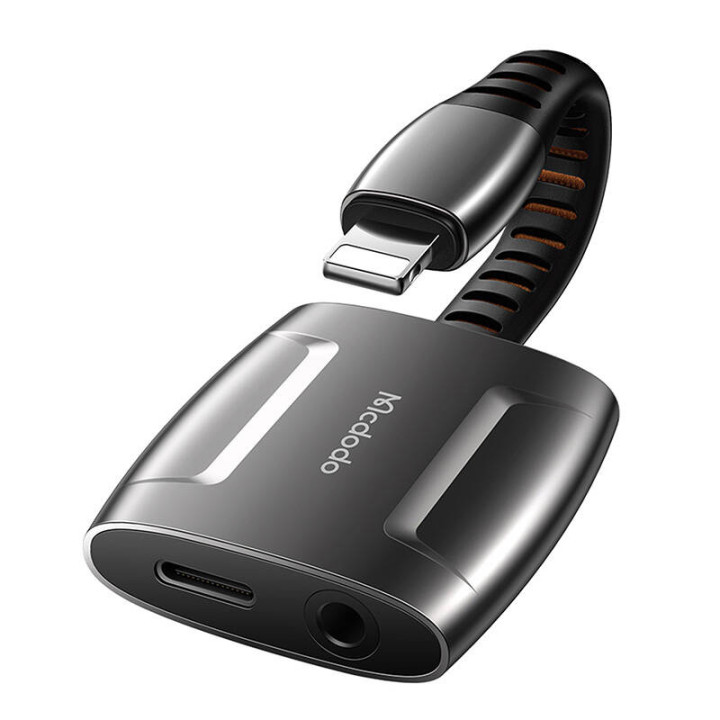 Lightning to Lightning + AUX 3,5 mm minipistikuadapter, Mcdodo CA-6340 (must)