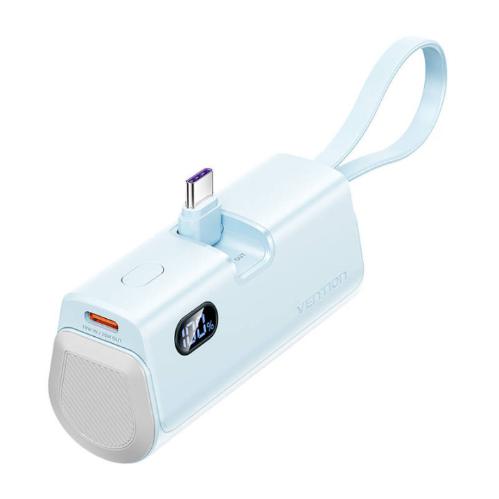 Powerbank Vention LED displejs 4800mAh 22,5W FHQL0 (zils)