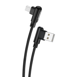 Foneng X70 leņķa USB uz mikro USB kabelis, 3A, 1 m (melns)
