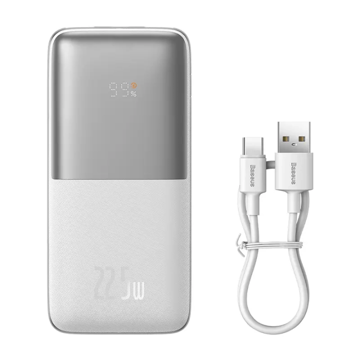 Powerbank Baseus Bipow Pro 10000mAh, 2xUSB, USB-C, 22,5W (balts)