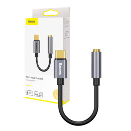 Baseus L54 garso adapteris USB-C + mini lizdas 3,5 mm (juoda + pilka)