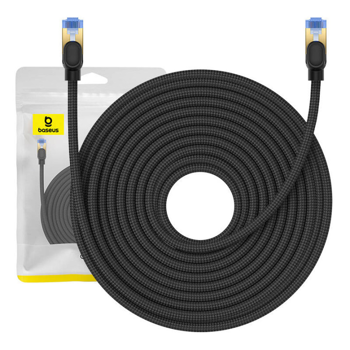 Сетевой кабель в оплетке Cat.7 Baseus Ethernet RJ45, 10 Гбит/с, 20 м (черный)