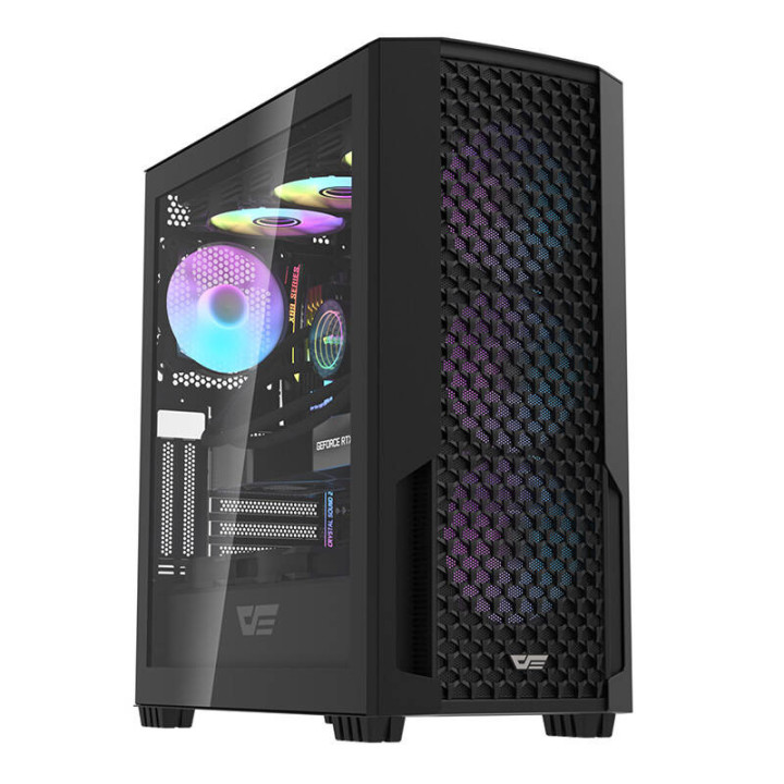 Tietokonekotelo Darkflash DF2100 + 4 ARGB-tuuletinta (musta)