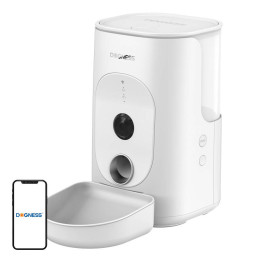 Dogness F15 WiFi 4L viedais pārtikas dozators ar kameru ar plastmasas bļodu (balts)