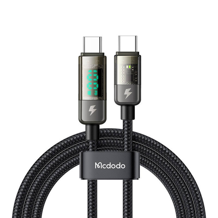 Mcdodo CA-3610 USB-C–USB-C kabelis, automātiska izslēgšana, PD 100 W, 1,2 m (melns)