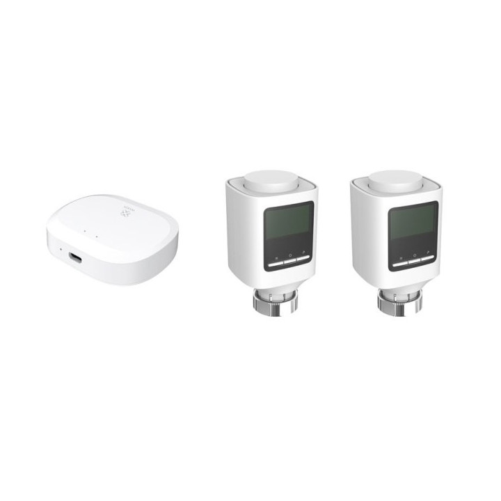 WOOX R7067 rinkinys 2x išmanioji išmanioji radiatoriaus galvutė, 1x ZIGBEE šliuzas