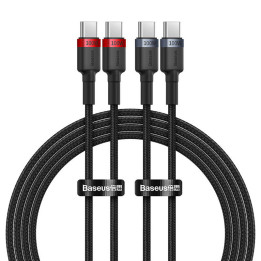 Kaapeli Baseus Cafule USB-C - USB-C 100W, 2m, 2 kpl (punainen musta, harmaa musta)
