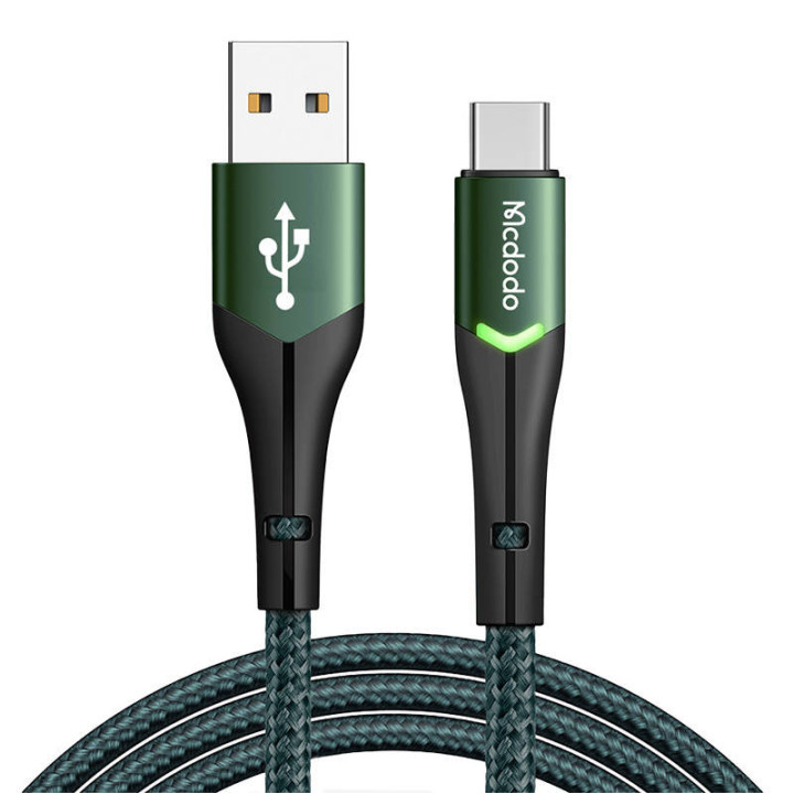 USB uz USB-C Mcdodo Magnificence CA-7961 LED kabelis, 1 m (zaļš)