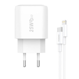 Pikalaturi Foneng 1x USB EU40 25W + USB C Lightning kaapeli