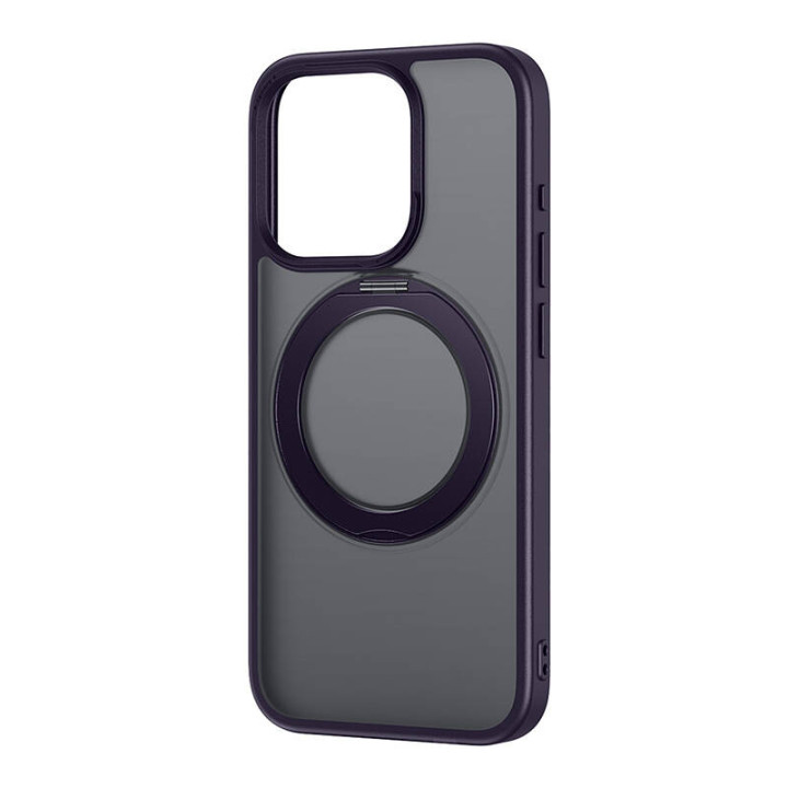 Telefoniümbris Baseus SkyRing Magnetic koos alusega iP 14 Pro Max jaoks + karastatud klaas ja puhastuskomplekt (lilla)