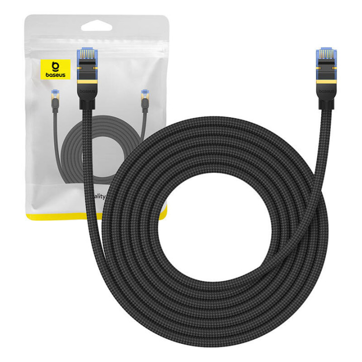 Pīts tīkla kabelis Cat.7 Baseus Ethernet RJ45, 10Gbps, 5m (melns)