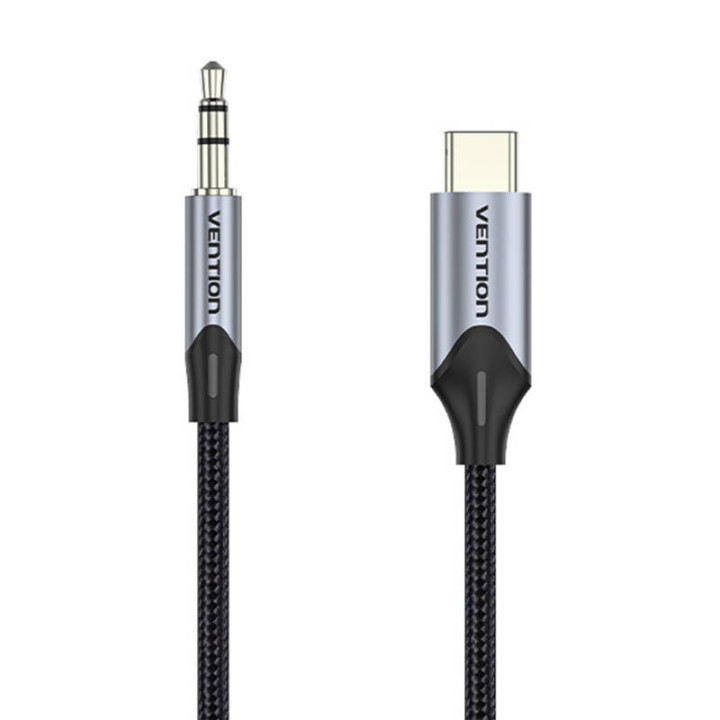 Audio USB-C kabelis līdz 3,5 mm mini ligzdai, 1 m melns