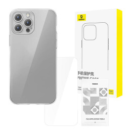 Прозрачный чехол Baseus iPhone 15 Pro + закаленное стекло