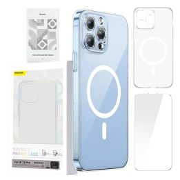 Чехол для телефона Baseus Magnetic Crystal Clear для iPhone 13 Pro (прозрачный) с защитной пленкой из закаленного стекла и набор