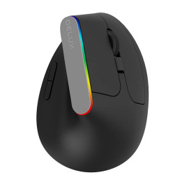 Беспроводная вертикальная мышь Delux M618C 2.4G 1600DPI RGB (черная)