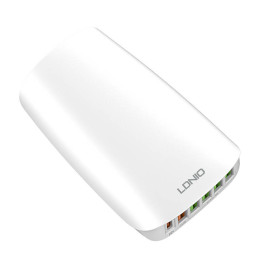 Зарядное устройство LDNIO A6573C EU 5USB, USB-C 65 Вт + шнур питания
