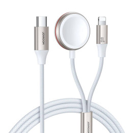 Ātrās uzlādes magnētiskais lādētājs 2-in-1 Joyroom S-IW012 30W 1,5m (balts)
