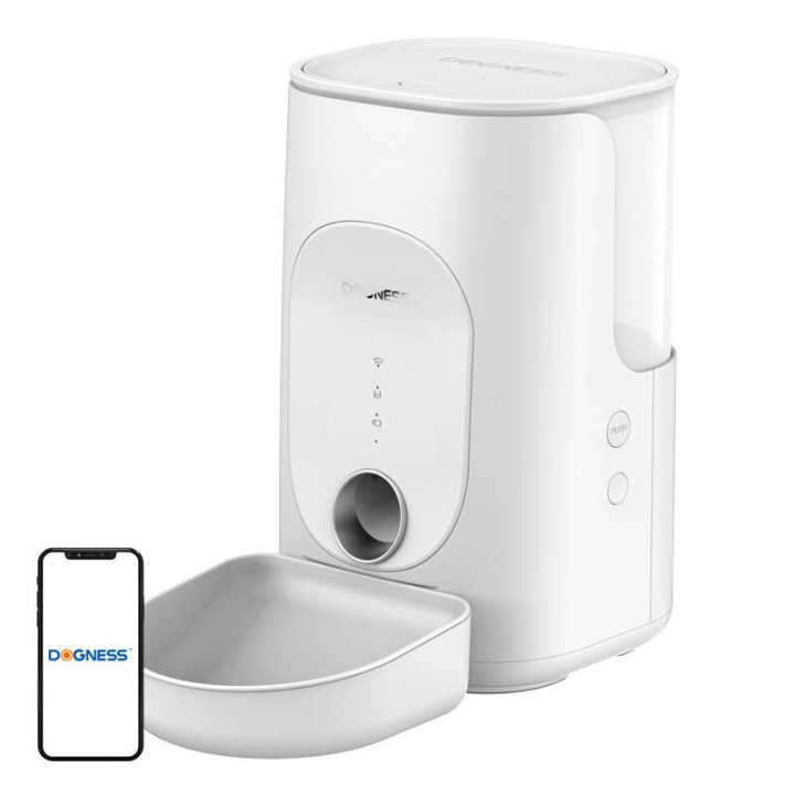 Dogness F16 WiFi 5G 4L išmanusis maisto dozatorius su plastikiniu dubeniu (baltas)