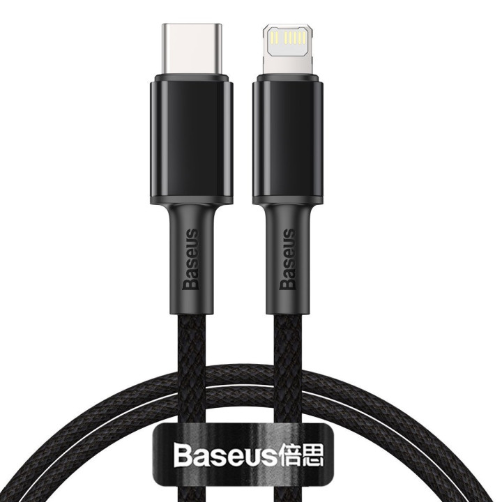 Плетеный кабель Baseus высокой плотности, тип C — Lightning, PD, 20 Вт, 1 м (черный)