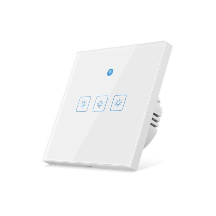 Woolley 3 grupu viedais WiFi eWeLink sienas skārienslēdzis ar iebūvētu radara kustības sensoru (balts)