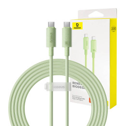 Greito įkrovimo kabelis Baseus USB-C į USB-C Habitat Series 2m 100W (žalias)