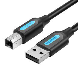 Кабель USB 2.0 A — USB-B с ферритовым сердечником Vention COQBL 2A 10 м, черный ПВХ