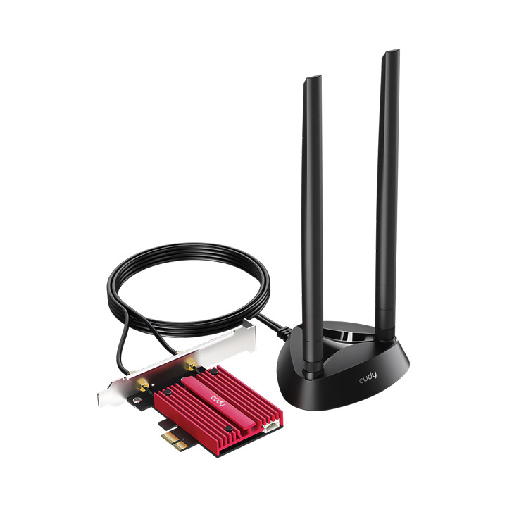 PCIE WI-FI 6E TĪKLA ADAPTERS WE4000 Bluetooth 5.3 2.4 GHz, 5 GHz, 6 GHz 574 Mb/s + 2402 Mb/s + 2402 Mb/s CUDY