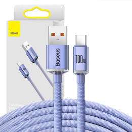 Кабель Baseus Crystal Shine USB — USB-C, 100 Вт, 2 м (фиолетовый)