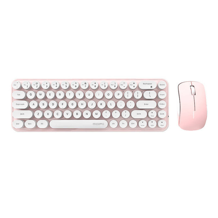Juhtmeta klaviatuuri + hiire komplekt MOFII Bean 2.4G (valge-roosa)