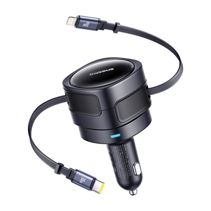 Baseus Enjoyment Max 60 W ze wijanymi kablami USB-C ja Lightning – czarna