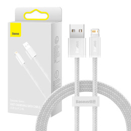 „Baseus“ dinaminis USB kabelis su „Lightning“, 2,4 A, 1 m (baltas)