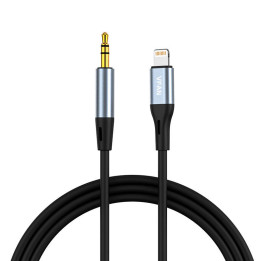 Kabelis VFAN L05 Lightning į mini lizdą 3,5 mm AUX, 1 m (pilkas)