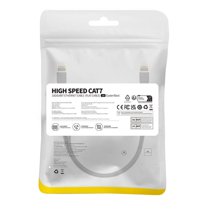 Baseus Cat 7 UTP Ethernet RJ45 kaabel Flat 1 m must