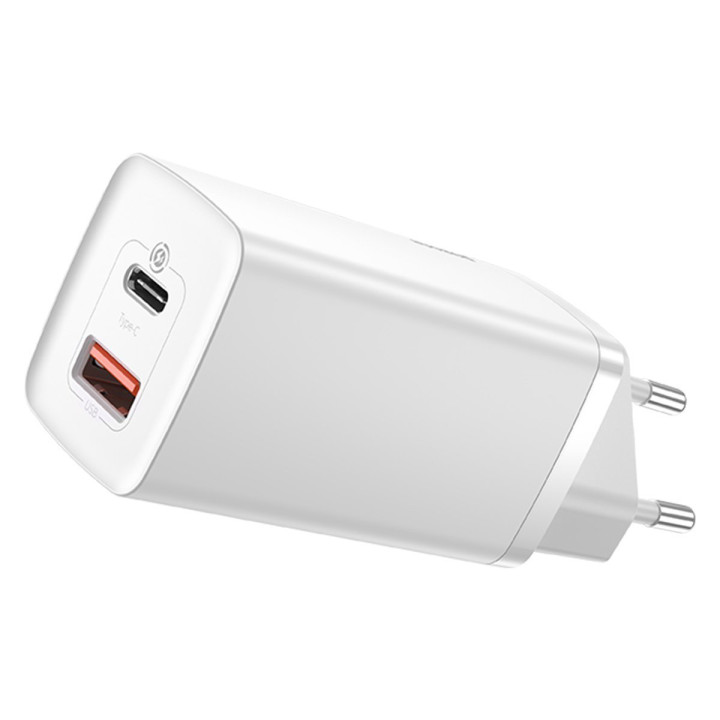 Ātrais ceļojumu lādētājs Baseus GaN2 Lite USB+C 65W EU (balts)
