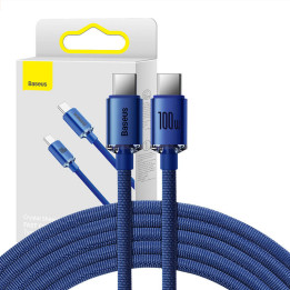 Кабель Baseus Crystal Shine USB-C — USB-C, 100 Вт, 2 м (синий)