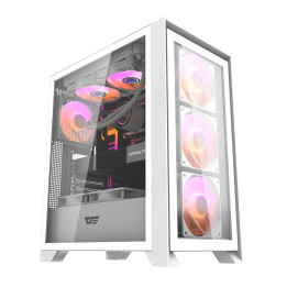 Darkflash DRX70 GLASS datora korpuss (balts) + 4 RGB ventilatori