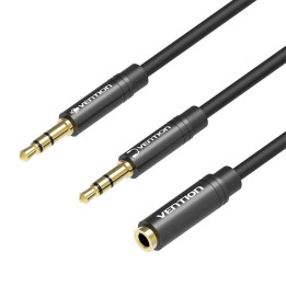 Kaabliheli 2x 3,5 mm isane kuni 3,5 mm emane tuulutusava BBOBY 0,3 m (must)