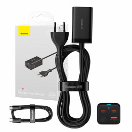Быстрое зарядное устройство Baseus GaN3 Pro, 2x USB-C, 2x USB, 65 Вт (черное)