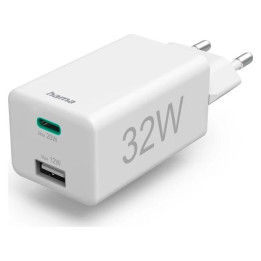 Hama ładowarka sieciowa mini 32W PD/QC 1x USB-C, 1x USB-A biała