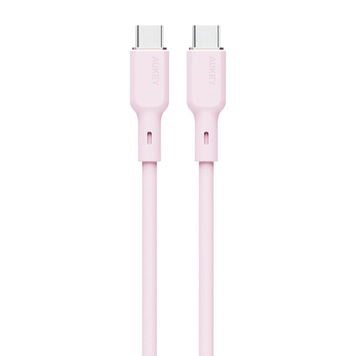 USB-C–USB-C kabelis Aukey CB-SCC102, 100 W, 1,8 m (rozā)