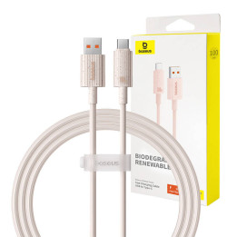 Кабель для быстрой зарядки Baseus USB to USB-C Habitat Series 1м 100Вт (розовый)